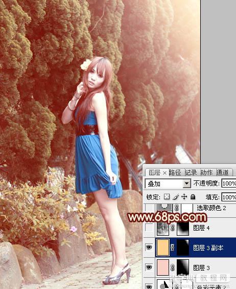 Photoshop为外景美女图片打造出暖暖的红褐色效果25