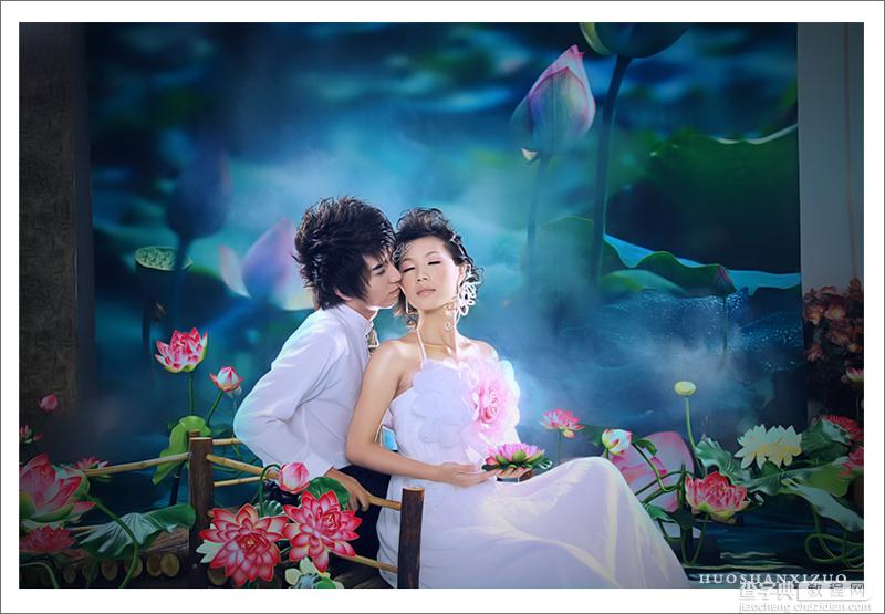 PhotoShop为情侣婚纱照片调制出梦幻清新效果1