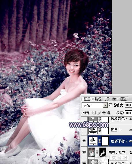Photoshop将外景人物图片调成柔和的古典暗调青紫色24