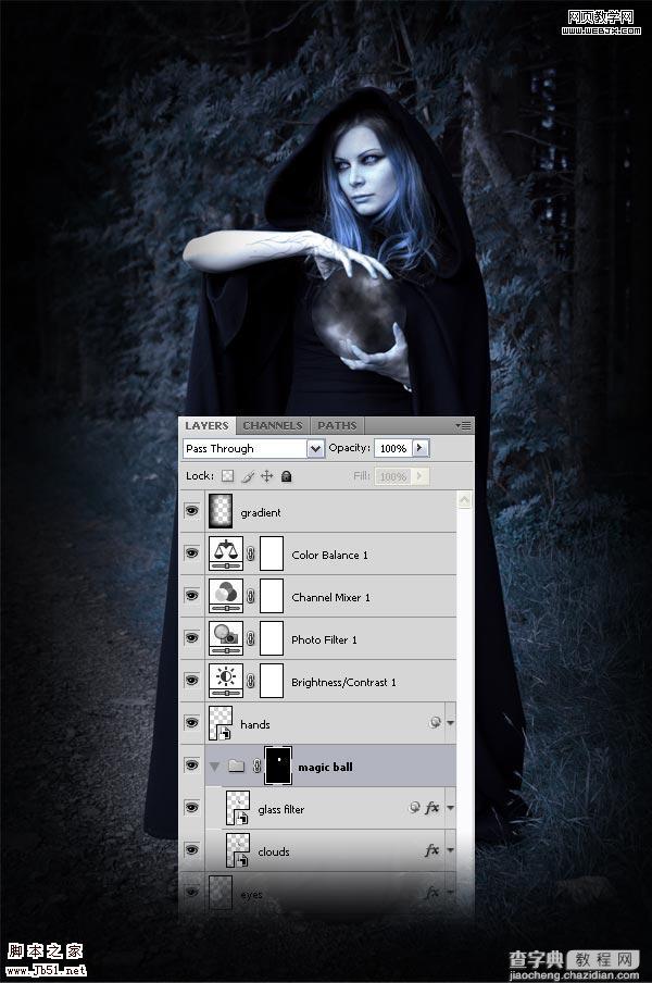 photoshop 详细制作手拿神秘魔法球的女巫师13