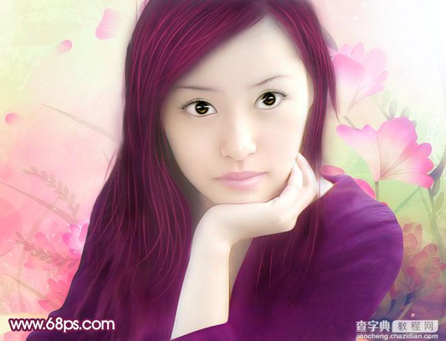 photoshop将失真的手机美女照片转为粉红色仿手绘效果2