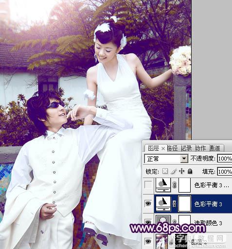 Photoshop将外景婚片调制出甜美的紫褐色效果23