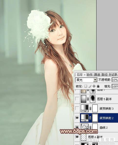 Photoshop将美女婚片调成柔美的淡褐色25