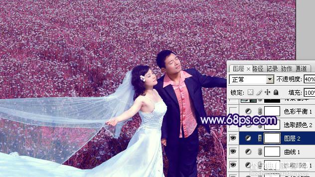Photoshop将草地婚片调制出柔美的蓝紫色14