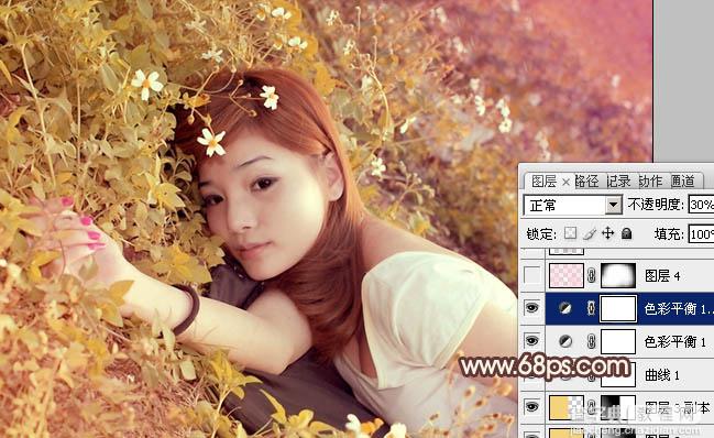 Photoshop将草地人物图片调制出柔和的暖褐色效果18