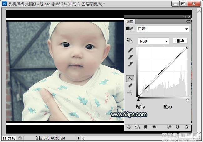Photoshop将可爱宝宝照片调成漂亮的淡青色效果15