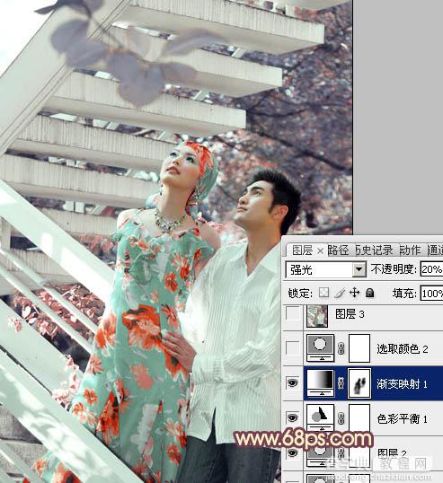 Photoshop将外景婚片调成甜美的红褐色16