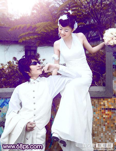 Photoshop将外景婚片调制出甜美的紫褐色效果2