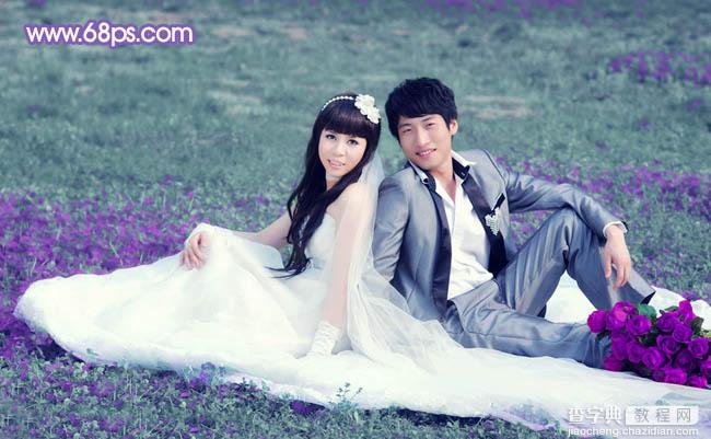 Photoshop将青绿的外景婚片调成柔美的淡紫色32