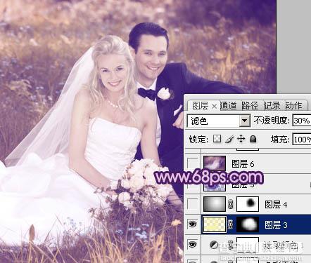 Photoshop将外景婚片调成淡淡的紫红色17