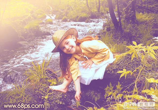 Photoshop为树林女孩图片调制出柔美的暖色调29
