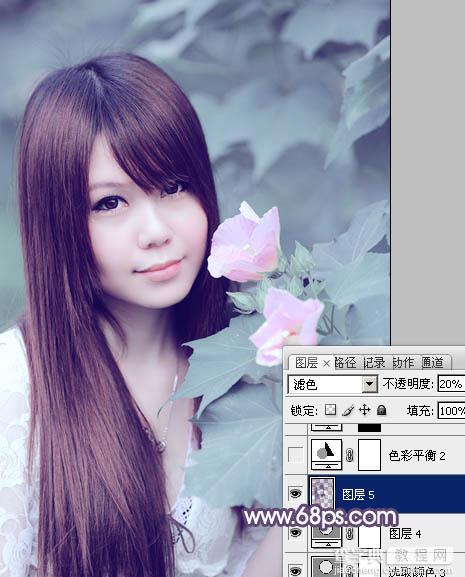 Photoshop将写真人物图片调制出甜美的青紫色效果23