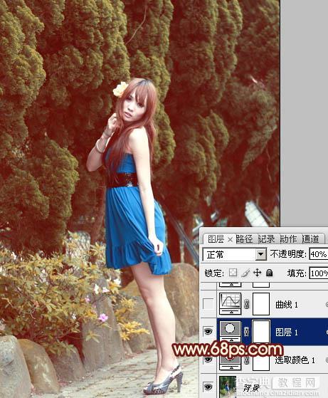Photoshop为外景美女图片打造出暖暖的红褐色效果9