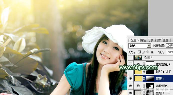Photoshop将美女图片打造出柔美的韩系青黄色25