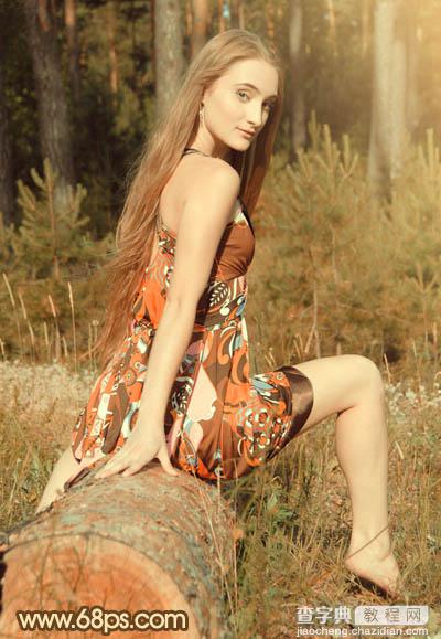 Photoshop将树林美女图片调成淡淡的橙色调22
