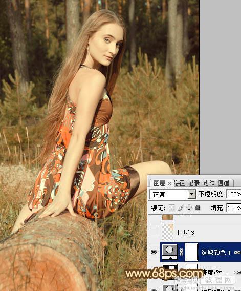 Photoshop将树林美女图片调成淡淡的橙色调21