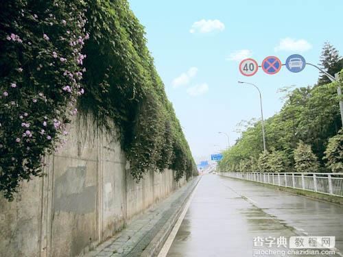 Photoshop调出公路图片青绿的非主流色调7