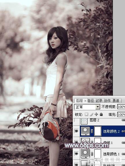 photoshop利用通道替换为外景美女增加韩系中性红灰色17