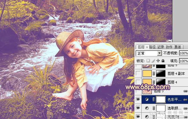 Photoshop为树林女孩图片调制出柔美的暖色调26