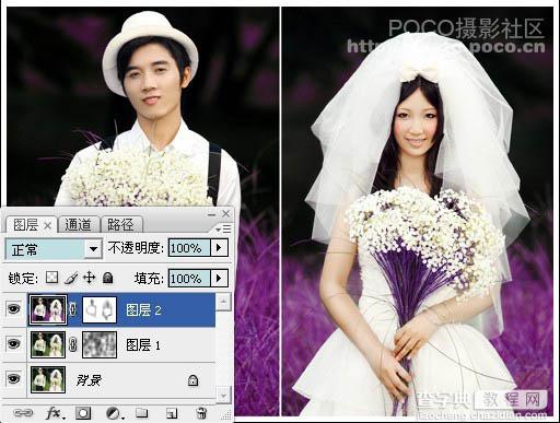photoshop 利用替换颜色快速调出紫色的外景婚片5