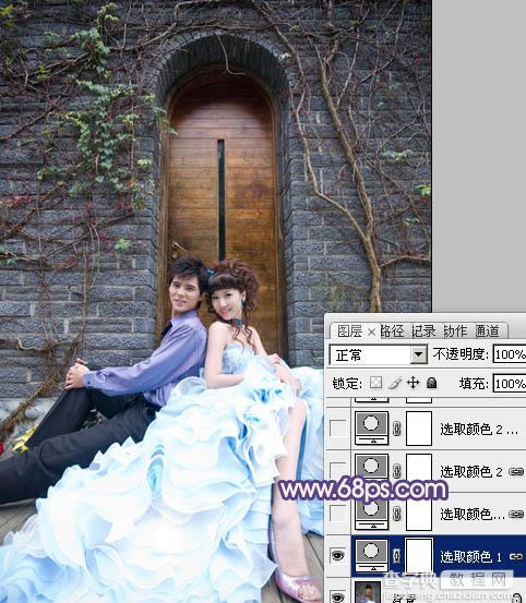 Photoshop将古城婚片调出甜美的粉蓝色效果4