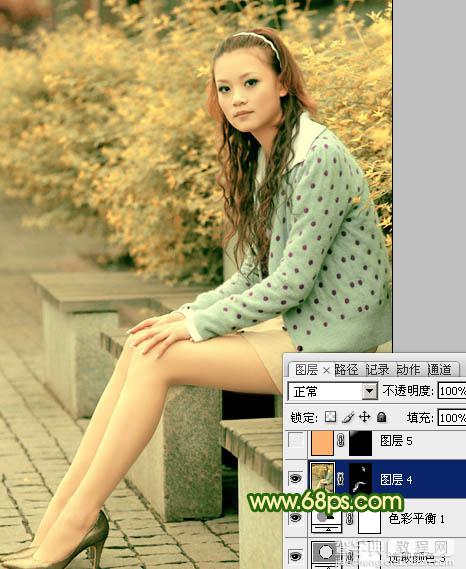 Photoshop将外景美女图片调制出温暖的橙绿色25