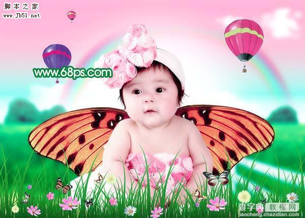 Photoshop 宝宝照片加上梦幻装饰效果35