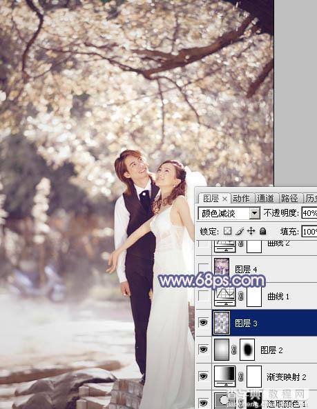 Photoshop将偏暗的外景婚片调成梦幻的淡蓝色13