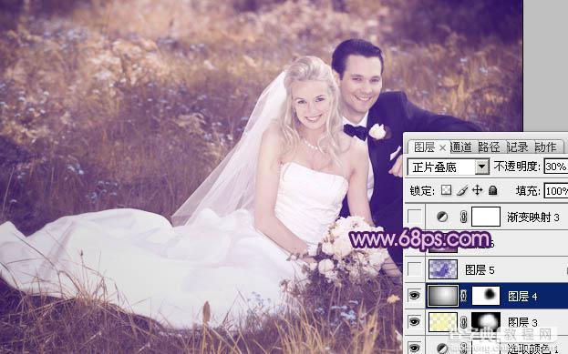 Photoshop将外景婚片调成淡淡的紫红色18