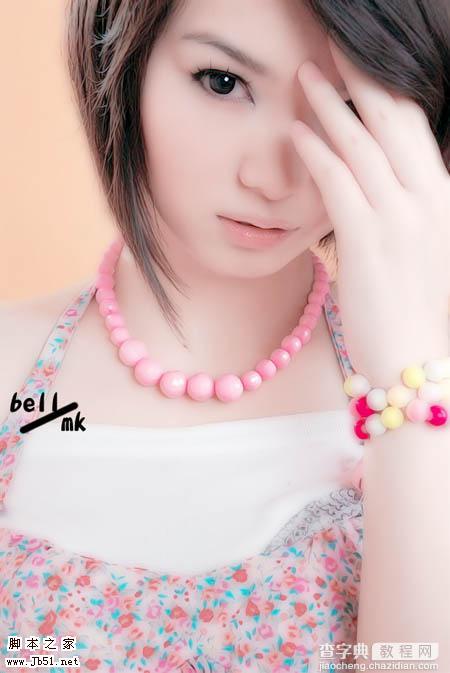 Photoshop 美女照片粉嫩的淡红色1