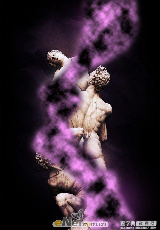 Photoshop 为雕塑加上环绕的紫色烟雾的方法10