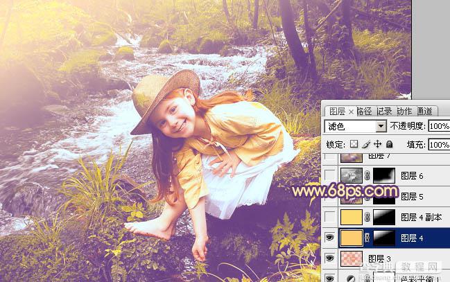 Photoshop为树林女孩图片调制出柔美的暖色调28