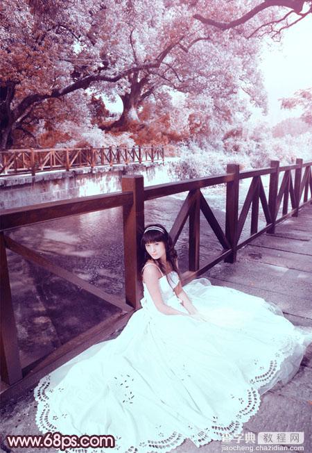 Photoshop将河边美女婚片调成梦幻的紫红色方法2