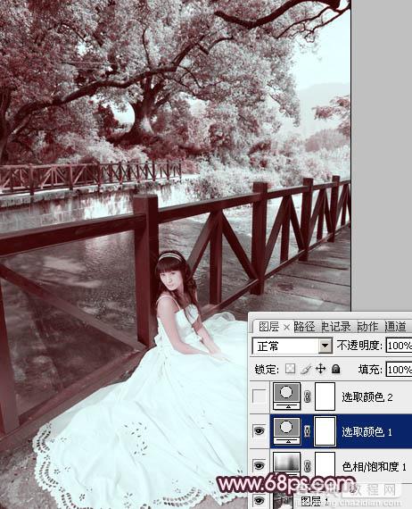 Photoshop将河边美女婚片调成梦幻的紫红色方法9
