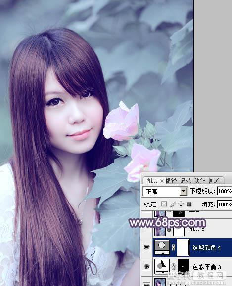 Photoshop将写真人物图片调制出甜美的青紫色效果31