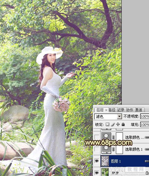 Photoshop为树林美女婚片增加漂亮的橙红色3