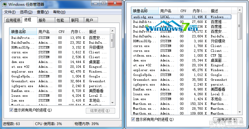 Win7系统任务管理器上的菜单栏没有了怎么恢复原样1