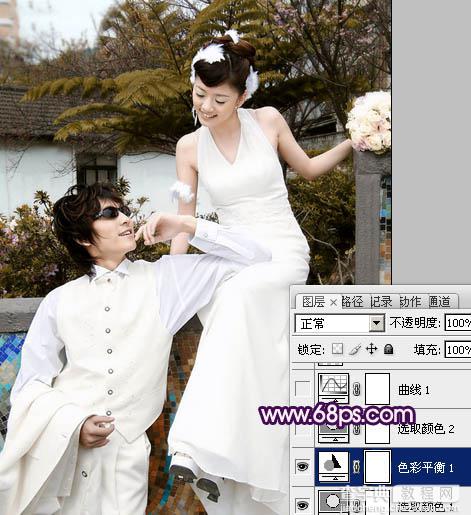 Photoshop将外景婚片调制出甜美的紫褐色效果9