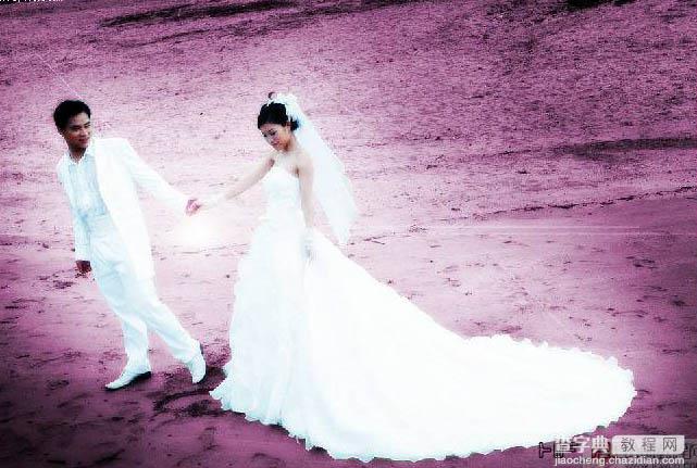 Photoshop将海滩婚片调出绚丽梦幻的紫色27