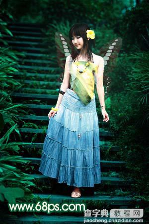 Photoshop 一只绿色的蝴蝶精灵美女14
