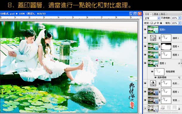 Photoshop 梦幻的翠绿色池景婚片11