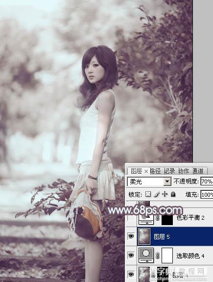 photoshop利用通道替换为外景美女增加韩系中性红灰色31