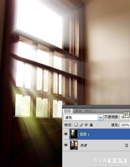 Photoshop 为窗户照片加上柔和的透射光线9