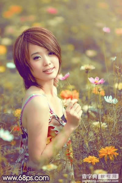 Photosho将花景美女图片调出流行的淡暖色效果28