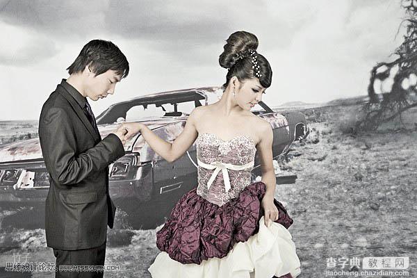 Photoshop将外景婚片调制出清晰有韵味的古典中性色10