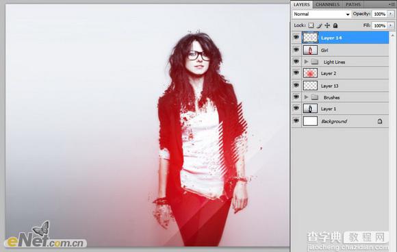 Photoshop将人物图片打造出柔美的红光潮流海报效果29