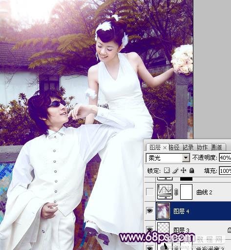 Photoshop将外景婚片调制出甜美的紫褐色效果26