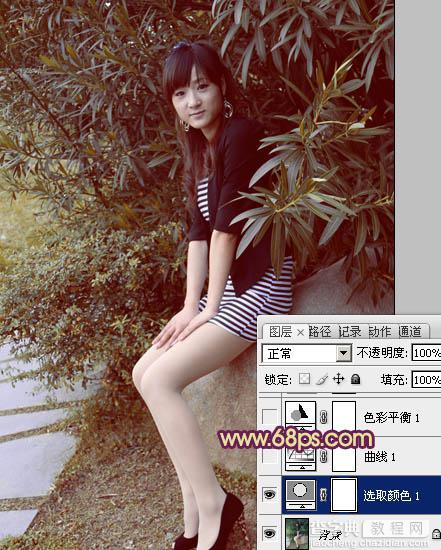 Photosho将给树荫下的美女图片增加上漂亮的橙褐色效果7