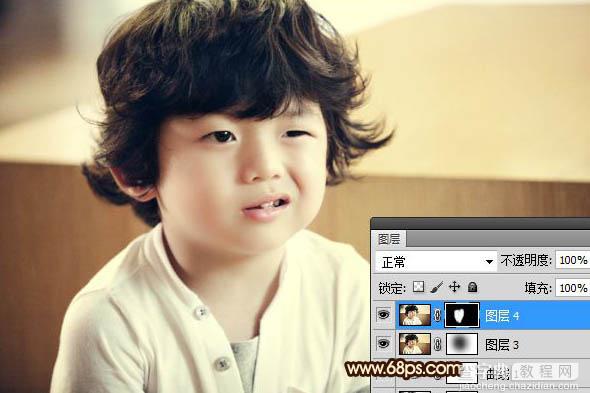 Photoshop将可爱的儿童图片打造成中性淡黄色效果12