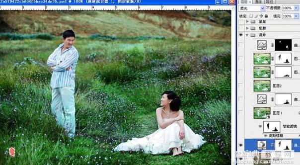 photoshop 打造梦幻的绿色外景婚片4